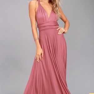 Lulu’s Tricks of the Trade maxi wrap dress convertible rusty rose size medium